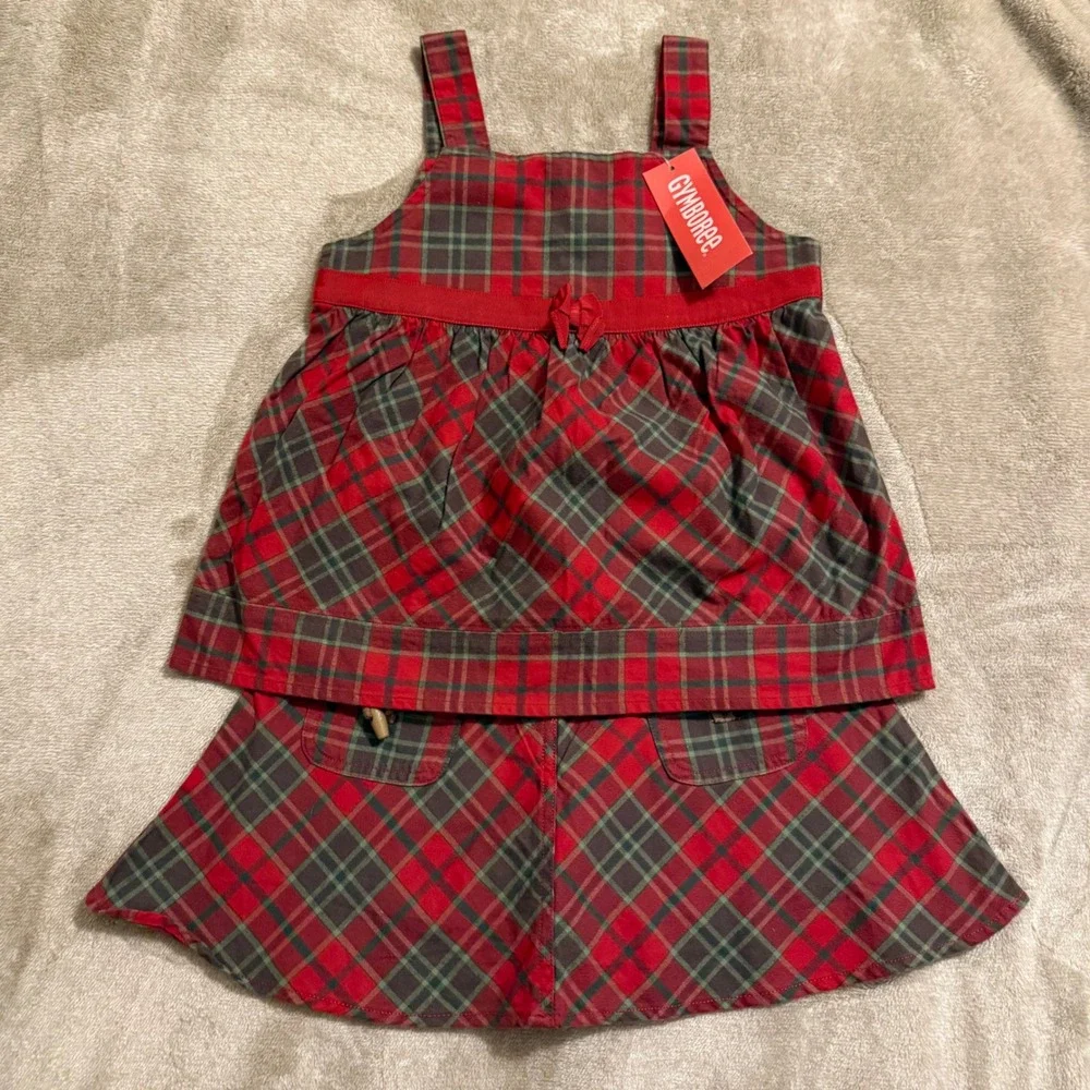 Gymboree Girls Red Plaid 2 Piece Set Top and Skirt Size 7 NWT Holiday School